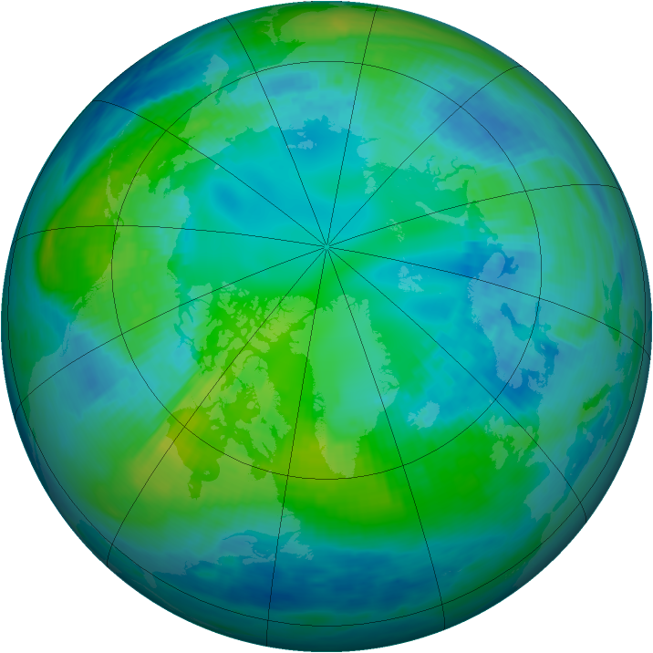 Arctic ozone map for 24 October 1990